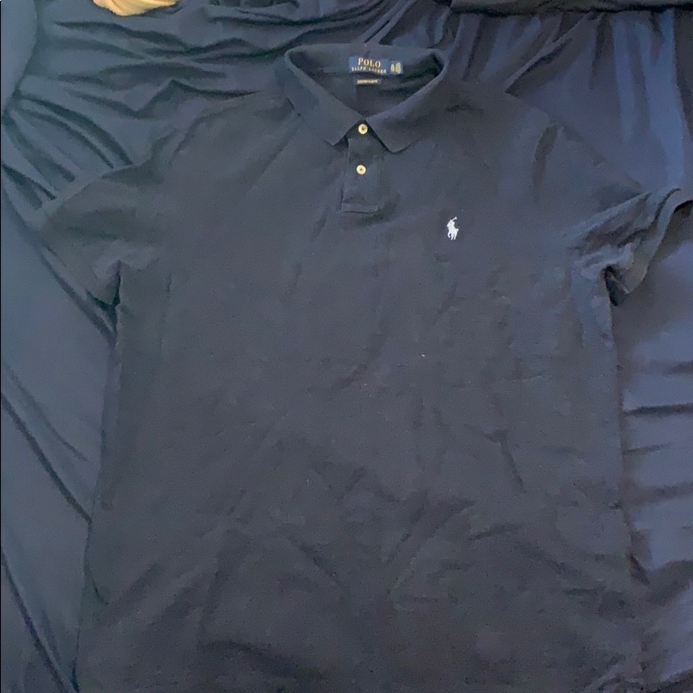 Ralph Lauren Navy Blue Custom Fit Heather Polo